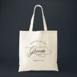 Bolsa Tote Caligrafia moderna Mãe Negra do Chalé<br><div class="desc">Uma eterno e elegante mãe do saco de presentes do noivo com um roteiro de caligrafia refinado em um passado clássico,  perfeito para uma celebração formal e sofisticada de casamento. Para personalização ou outros produtos com este design,  por favor,  sinta-se à vontade para entrar em contato comigo.</div>
