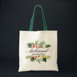 Bolsa Tote Caligrafia tropical Floral Bridesmaid<br><div class="desc">Caligrafia Caligrafia Caligrafia Branca Tote Bag</div>