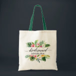 Bolsa Tote Caligrafia tropical Floral Bridesmaid<br><div class="desc">Caligrafia Caligrafia Caligrafia Branca Tote Bag</div>