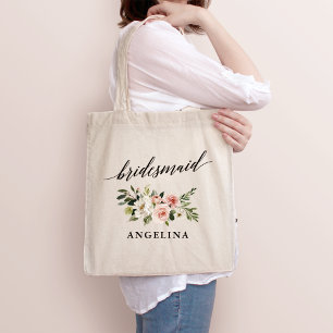 Bolsa Tote Calligrafia White Floral Branca Cor-de-rosa Brides
