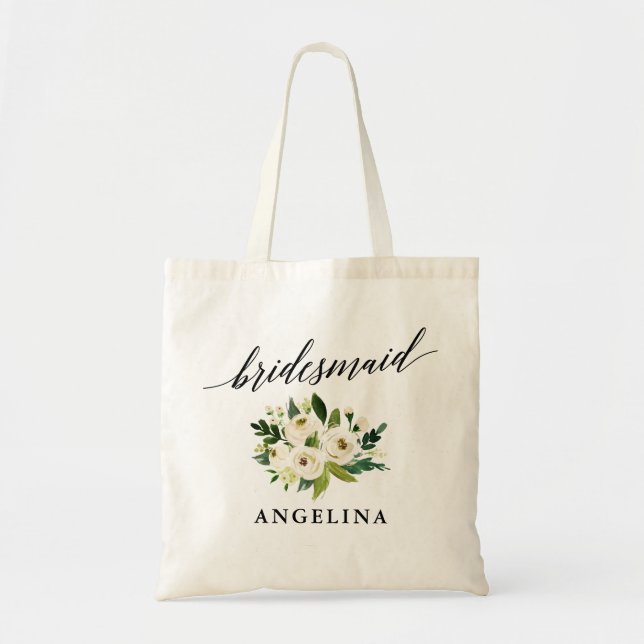 Bolsa Tote Calliografia White Floral Branca Bridesmaid (Frente)