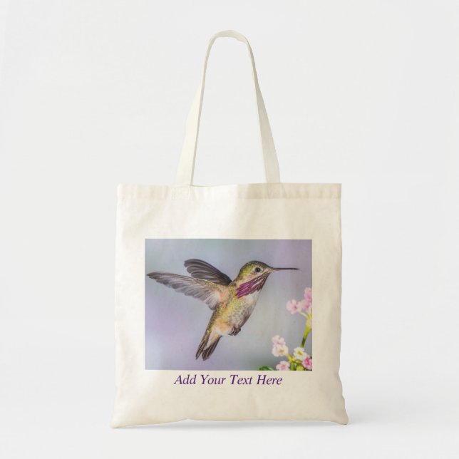 Bolsa Tote Calliope Hummingbird Roxo e Rosa Personalizado (Frente)