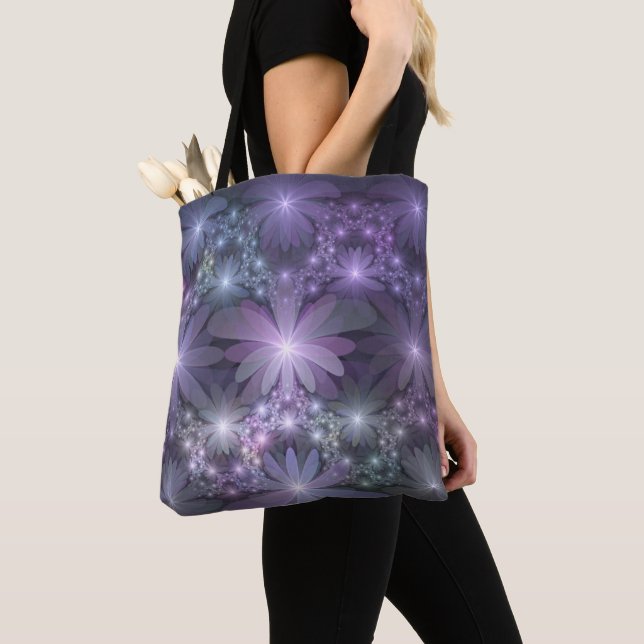 Bolsa Tote Cama de Flores Trendy Shiny Abstrato Arte Fractal (Close Up)