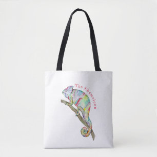 Bolsa Tote Camaleão engraçado de aquarela