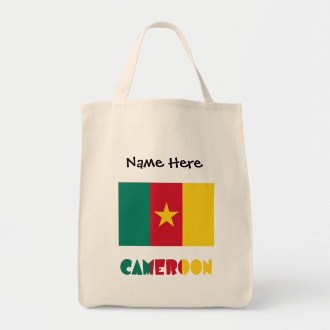Bolsa Tote Camarões Bandeira dos Camarões Personalização Negr (Frente)