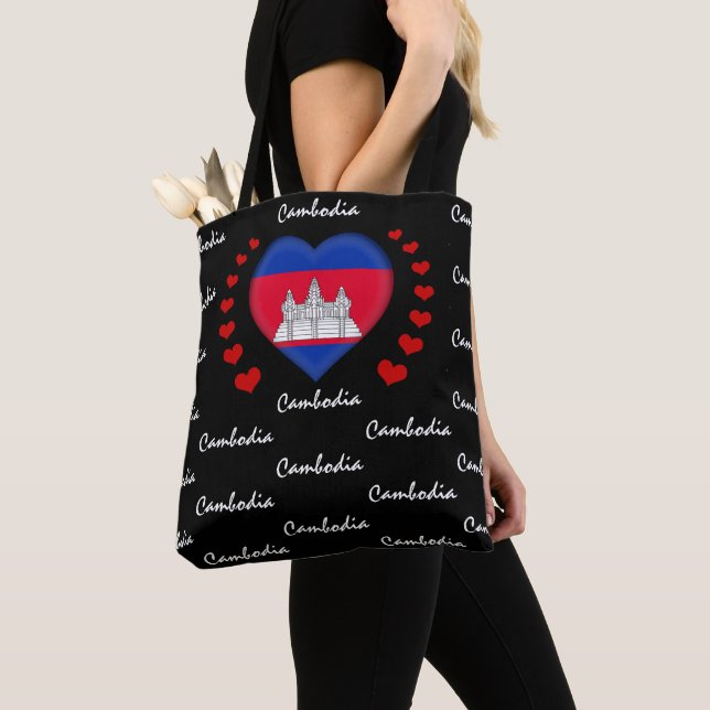 Bolsa Tote Camboja Flag, Heart Cambodian fashion/sport (Close Up)