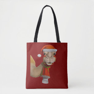 Bolsa Tote Camelo Bonito Adorável Vestindo o Natal