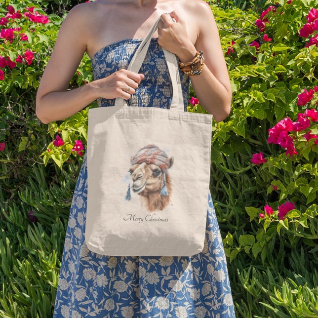 Bolsa Tote Camelo de Natal, personalizável (Criador carregado)