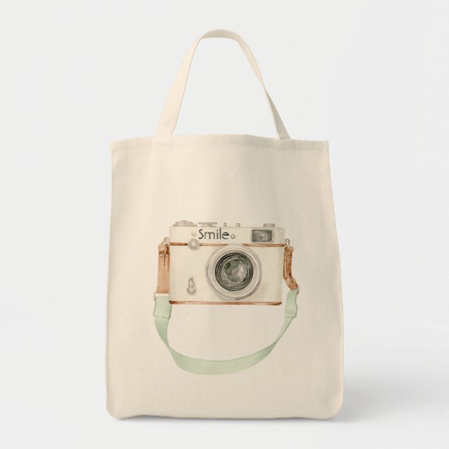 Bolsa Tote Câmera Creme de Hortelã (Frente)