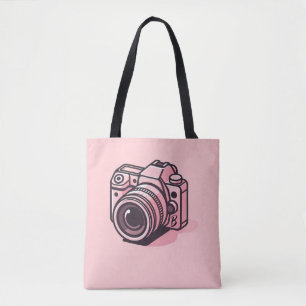 Bolsa Tote Câmera DSLR Rosa na Moda Fotografia Personalizada