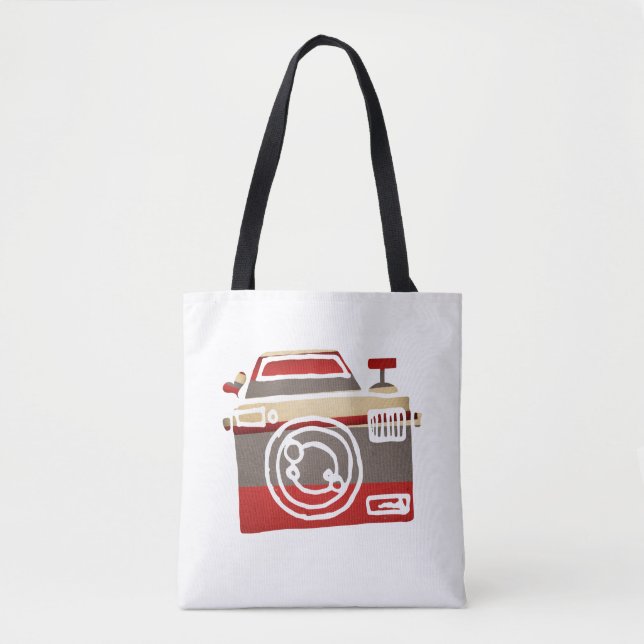 Bolsa Tote Câmera Vermelha Fofa Amor Coração Fotografia Gráfi (Frente)