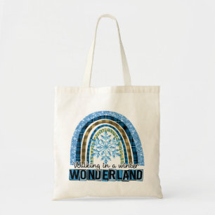 Bolsa Tote Caminhando em uma Wonderland de inverno Arco-íri