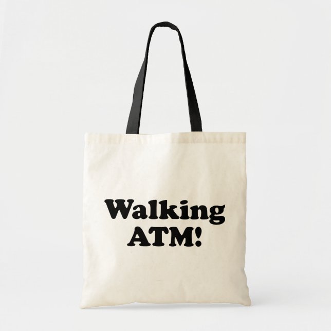 Bolsa Tote Caminhando no caixa eletrônico! (Frente)