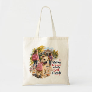 Bolsa Tote Caminhando para a Escola com Meus Melhores Amigos