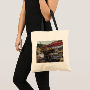 Bolsa Tote Caminhão Basculante Empresarial Antigo em um Cante