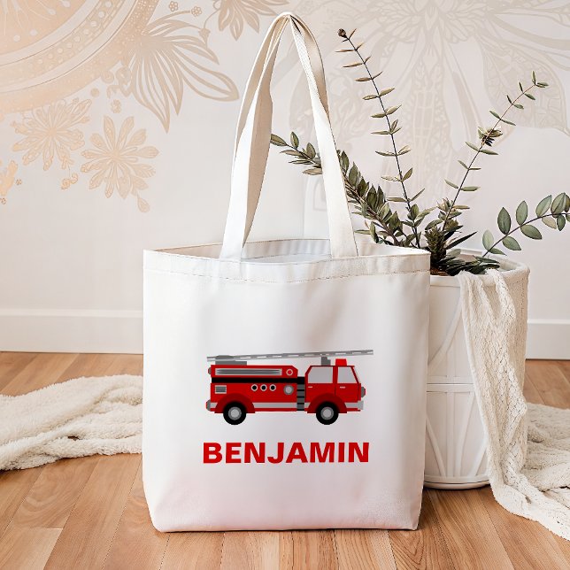 Bolsa Tote Caminhão de Bombeiros Bombeiros Crianças (Criador carregado)