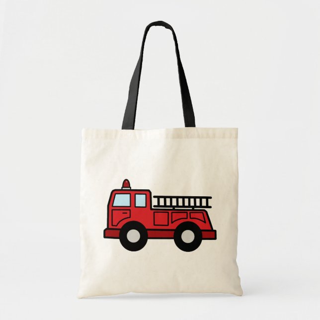 Bolsa Tote Caminhão de Bombeiros de Desenho Animado Veículo d (Frente)
