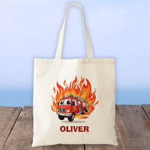 Bolsa Tote Caminhão de Bombeiros Divertido com Chamas Persona