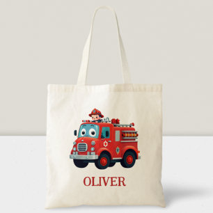 Bolsa Tote Caminhão de Bombeiros e Bombeiro Fofo