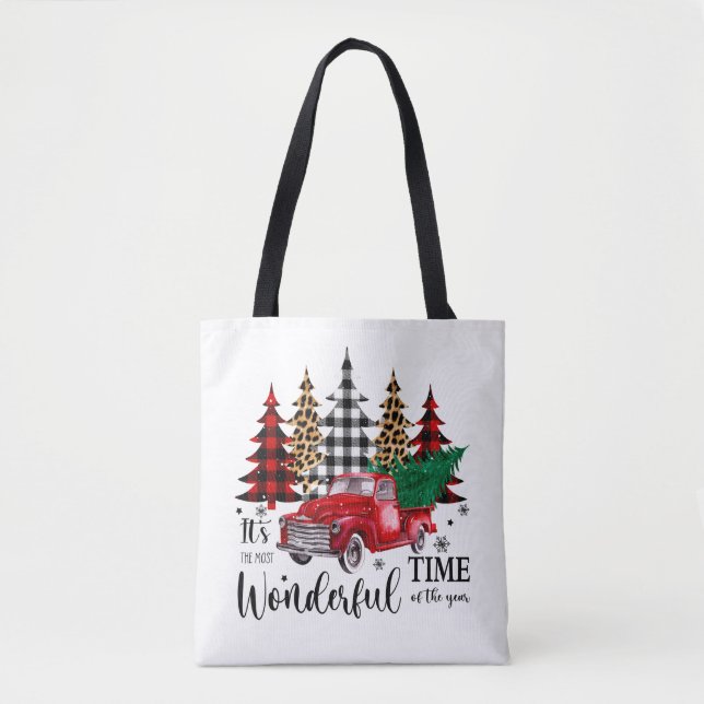 Bolsa Tote Caminhão de Natal Vermelho e Bonito (Frente)