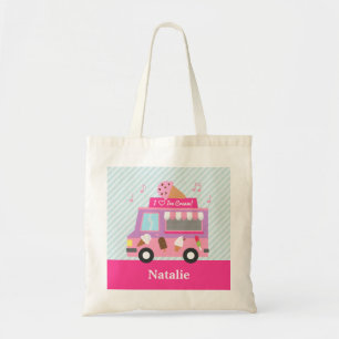 Bolsa Tote Caminhão de Sorvete Rosa Roxo Doce Para Meninas