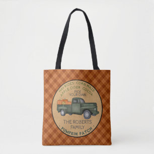 Bolsa Tote Caminhão de Vintagem da Fazenda de Pumpkin Patch 