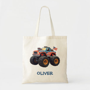Bolsa Tote Caminhão Monstro Colorido com Bandeira Americana