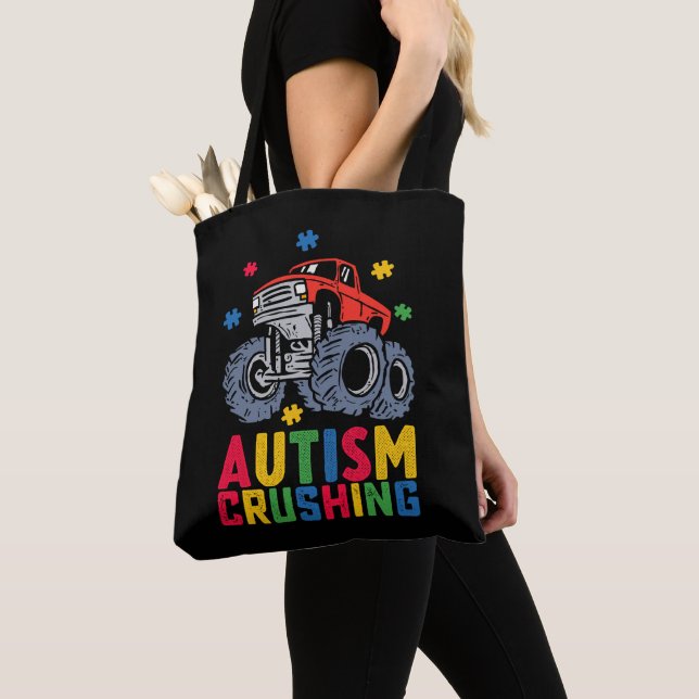 Bolsa Tote Caminhão Monstro de Conscientização do Autismo Esm (Close Up)