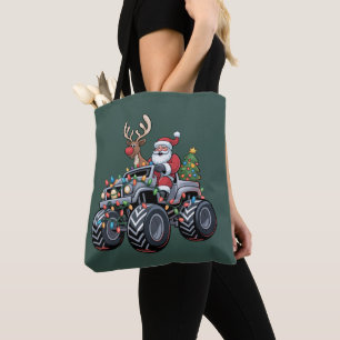 Bolsa Tote Caminhão Monstro Natal Papai Noel Feriado Crianças
