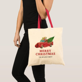 Bolsa Tote Caminhão Vermelho Antigo de Natal