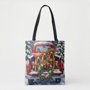 Bolsa Tote Caminhão Vermelho de Natal Bouvier des Flandres Fé