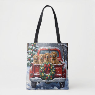Bolsa Tote Caminhão Vermelho de Natal do Lapphund Finlandês F