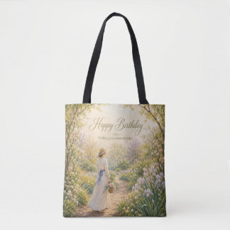 Bolsa Tote Caminho de Jardim Romântico de Aniversário