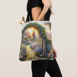 Bolsa Tote Caminho Encantado de Jardim Cottagecore