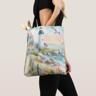 Bolsa Tote Caminho para a Cabana Costeira do Farol