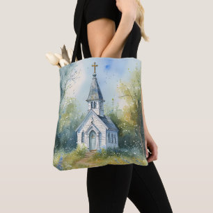 Bolsa Tote Caminho Rústico da Igreja em Prado de Flores Silve