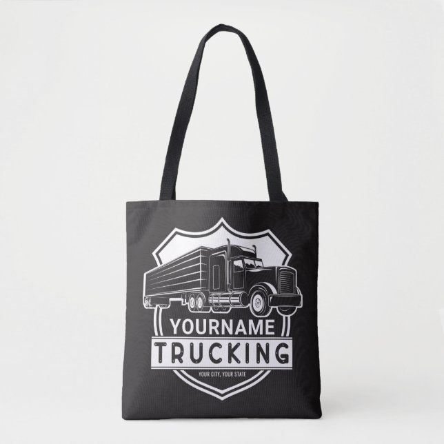 Bolsa Tote Caminhoneiro do Big Rig Semi de NOME Personalizado (Frente)