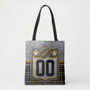 Bolsa Tote Camisa de Futebol Escolar Dourada Preta e Amarela