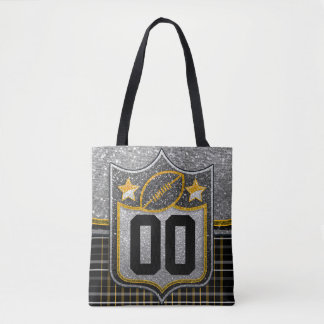 Bolsa Tote Camisa de Futebol Escolar Dourada Preta e Amarela