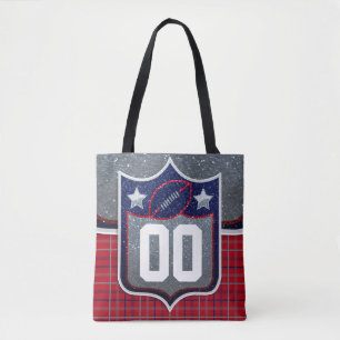 Bolsa Tote Camisa de Futebol Escolar Vermelha Branca e Azul