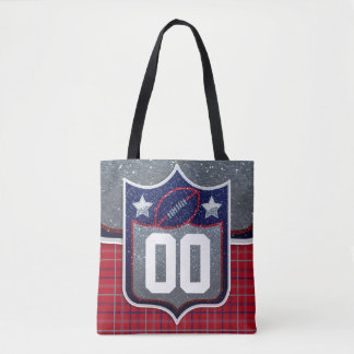 Bolsa Tote Camisa de Futebol Escolar Vermelha Branca e Azul