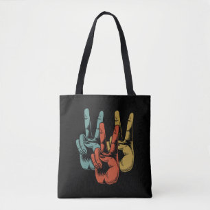 Bolsa Tote Camisa de Vintagem da Paz Retroativa Shirt Hippie 