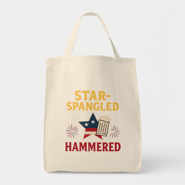 Bolsa Tote "Camisa Estrelada e Martelada – Camiseta Engraçada (Frente)