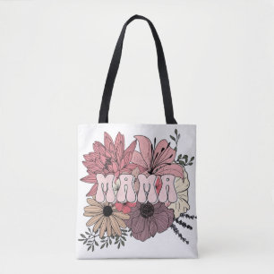 Bolsa Tote Camisa Floral Retro Mama - Dia das Mães Groovy 70s