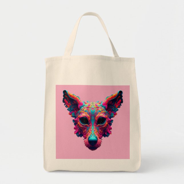 Bolsa Tote Camisa Psychedelic Best Friend - Design de Cachorr (Frente)