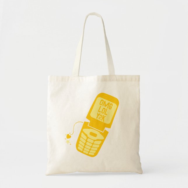 Bolsa Tote Camisa T do Telefone do Sacudir Amarelo Retroativo (Frente)
