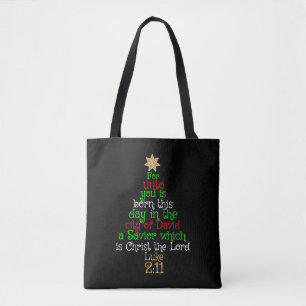 Bolsa Tote Camisas de Árvore de Natal Cristão