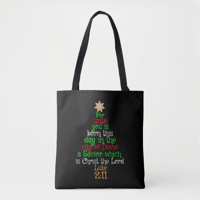 Bolsa Tote Camisas de Árvore de Natal Cristão (Frente)