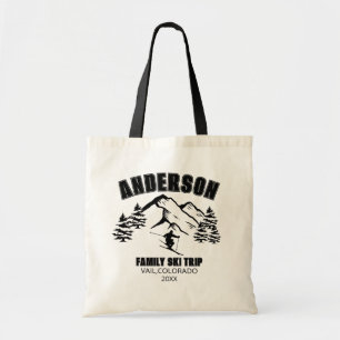 Bolsa Tote Camiseta Básica Masculina Viagem de Esqui Familiar
