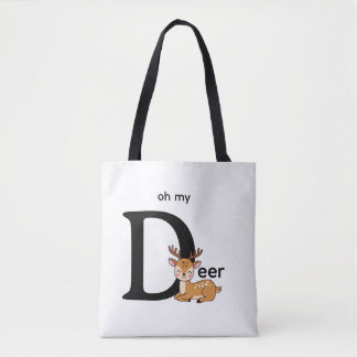 Bolsa Tote camiseta com, oh meu cervo, palavras e imagem